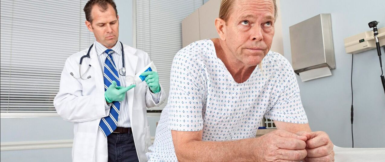 A man with prostatitis about the doctor's procedure